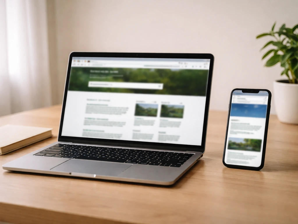 Laptop and smartphone on a desk with blurred browser pages suggesting conservation status sources.