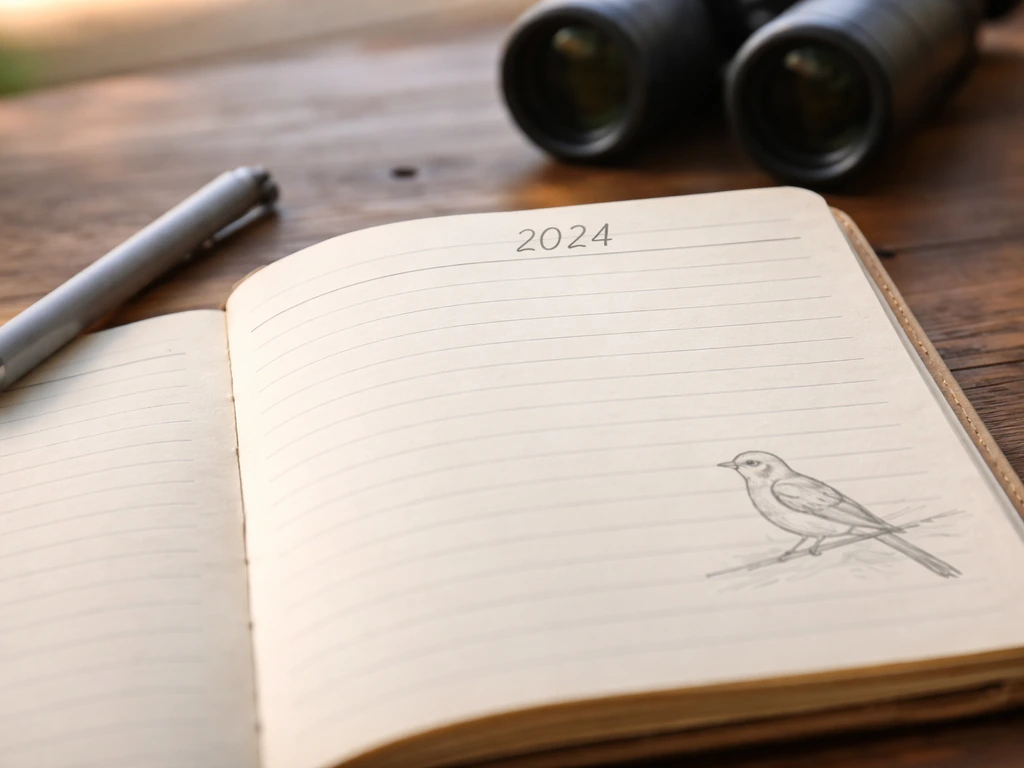 Close-up of a bird monitoring field notebook showing a “last confirmed sighting” year next to a pen.